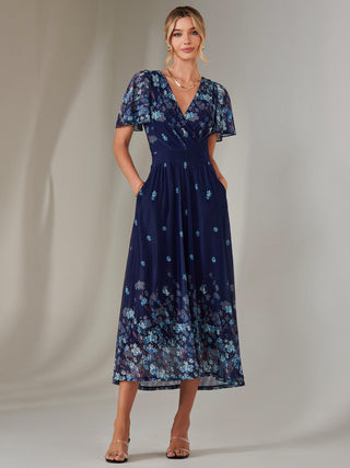 Wrap Maxi Dress, Navy Floral