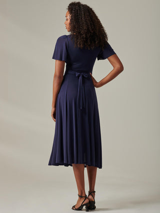 Ayla Plain Mesh Maxi Dress, Navy