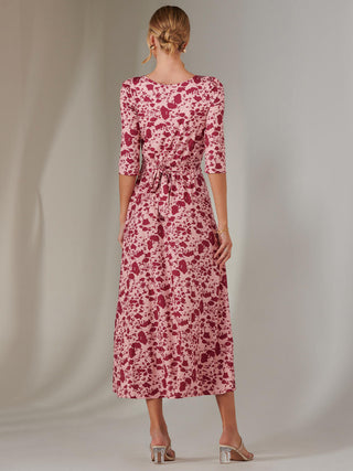 Goldie 3/4 Sleeve Jersey Maxi Dress, Pink Floral
