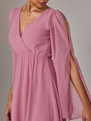 Chiffon Cap Sleeve Maxi Dress, Dusty Pink
