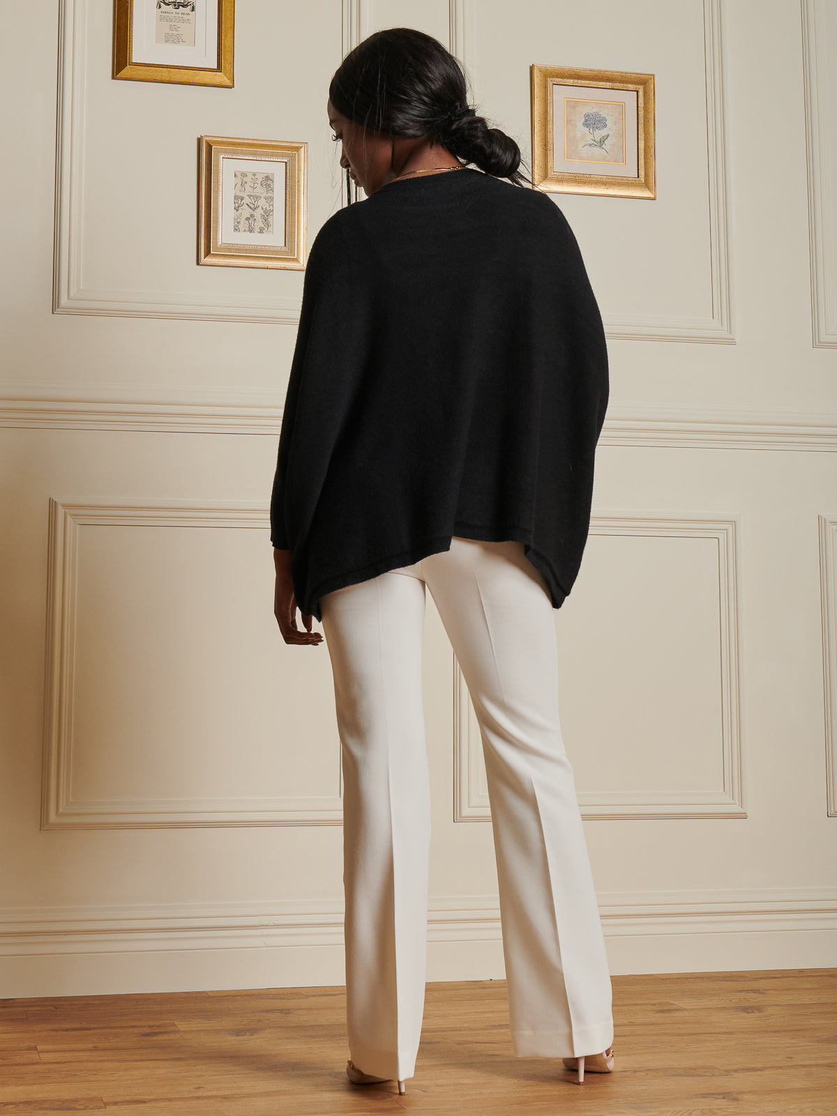 Made In Italy Loose Fit Batwing Knitted Cardigan, Black