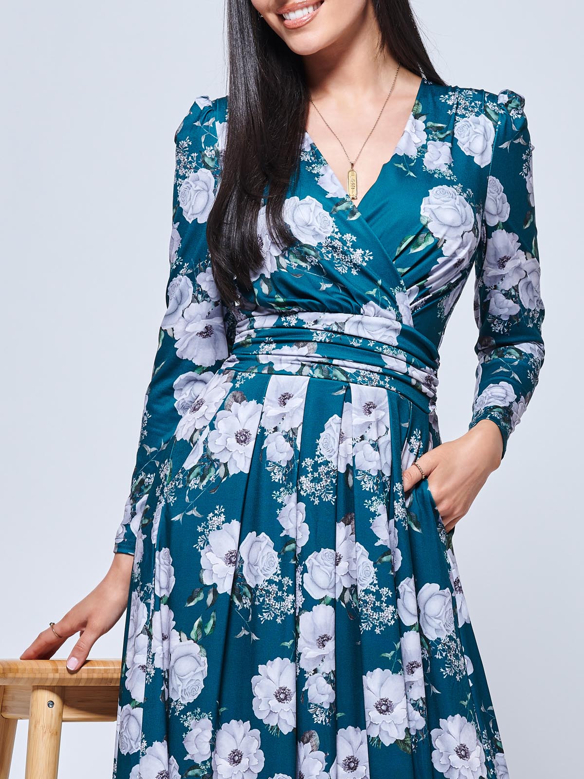 Devorah Printed Jersey Long Sleeve Maxi