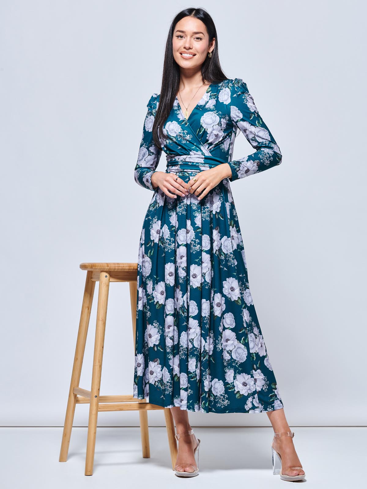 Devorah Printed Jersey Long Sleeve Maxi