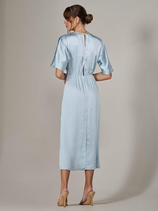 Satin A-Line Midaxi Dress, Blue