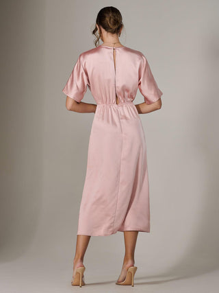 Satin A-Line Midaxi Dress, Pink