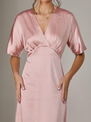 Satin A-Line Midaxi Dress, Pink