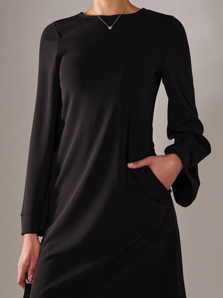 Midi A Line Dress, Black