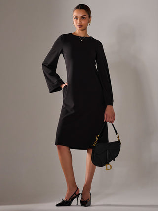 Midi A Line Dress, Black