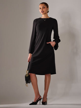 Midi A Line Dress, Black