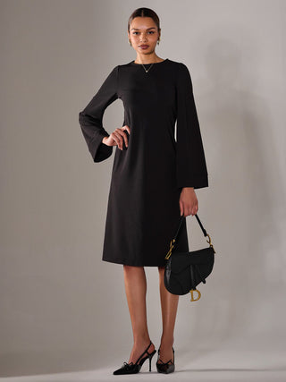 Midi A Line Dress, Black