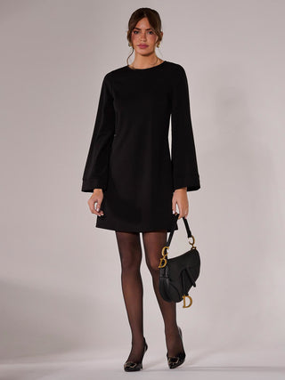 Long Sleeve Tunic Mini Dress, Black