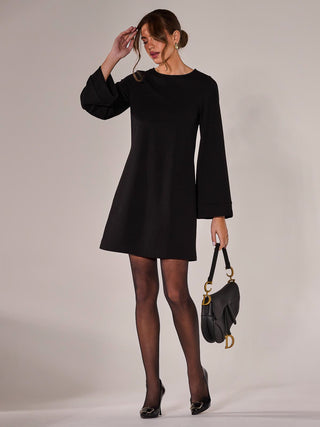 Long Sleeve Tunic Mini Dress, Black