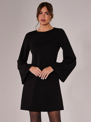 Long Sleeve Tunic Mini Dress, Black