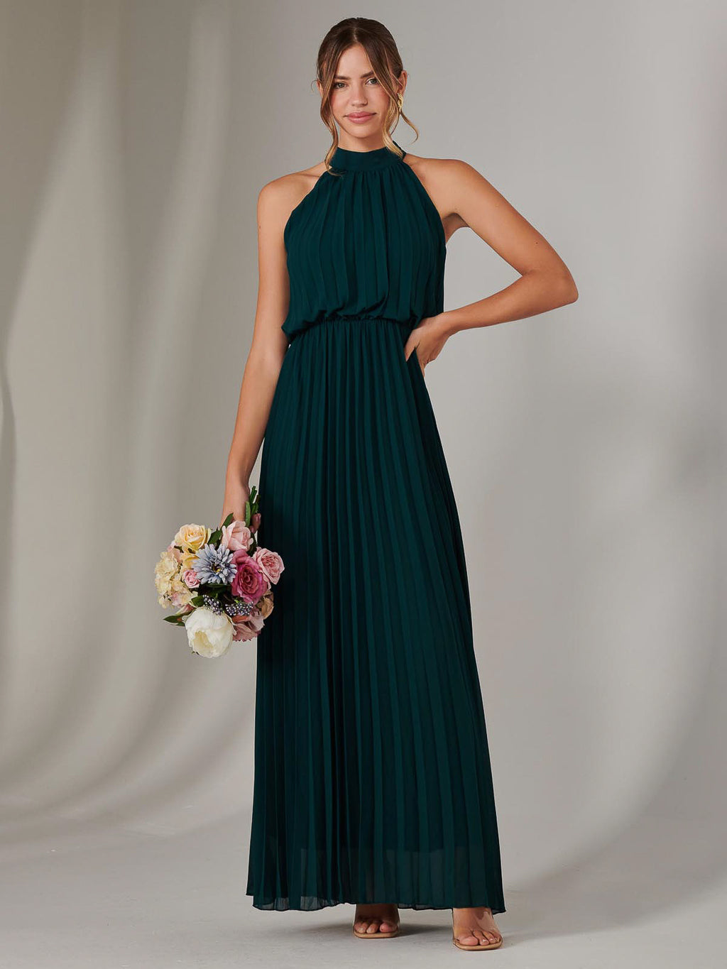 Pleated Bridesmaids Maxi Dress, Dark Green Jolie Moi Wholesale Pleated Bridesmaids Maxi Dress, Dark Green Jolie Moi Wholesale