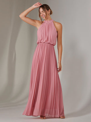 Pleated Bridesmaids Maxi Dress, Dusty Pink
