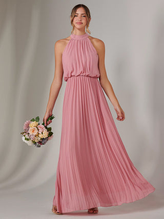 Pleated Bridesmaids Maxi Dress, Dusty Pink