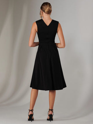 Plain Sleeveless Midi Dress, Black