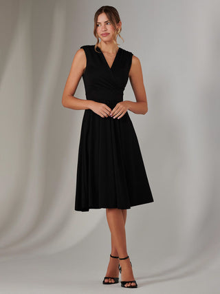 Plain Sleeveless Midi Dress, Black