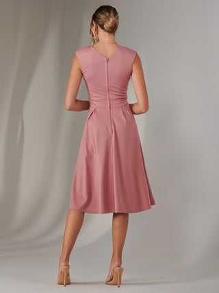 Plain Sleeveless Midi Dress, Dusty Pink
