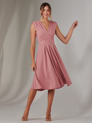 Plain Sleeveless Midi Dress, Dusty Pink