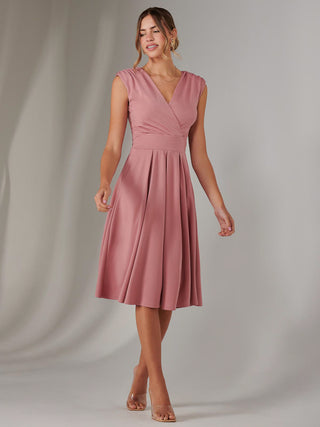 Plain Sleeveless Midi Dress, Dusty Pink