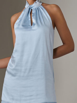 Satin Halterneck Mini Dress, Blue