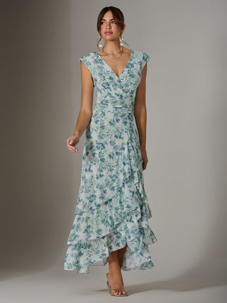 Sleeveless Ruffle Midi Dress, Light Green
