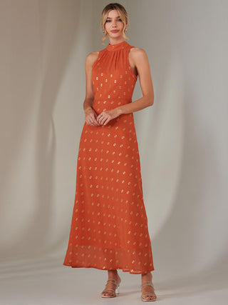 Halterneck Maxi Dress, Orange