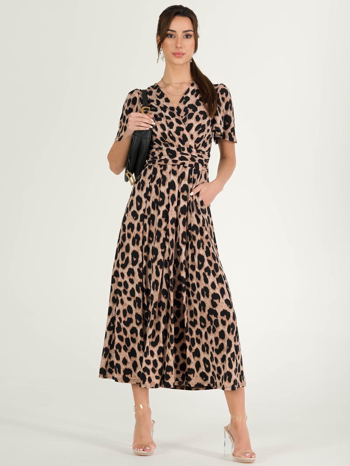 Quaya Animal Print Jersey Maxi Dress, Pink Animal