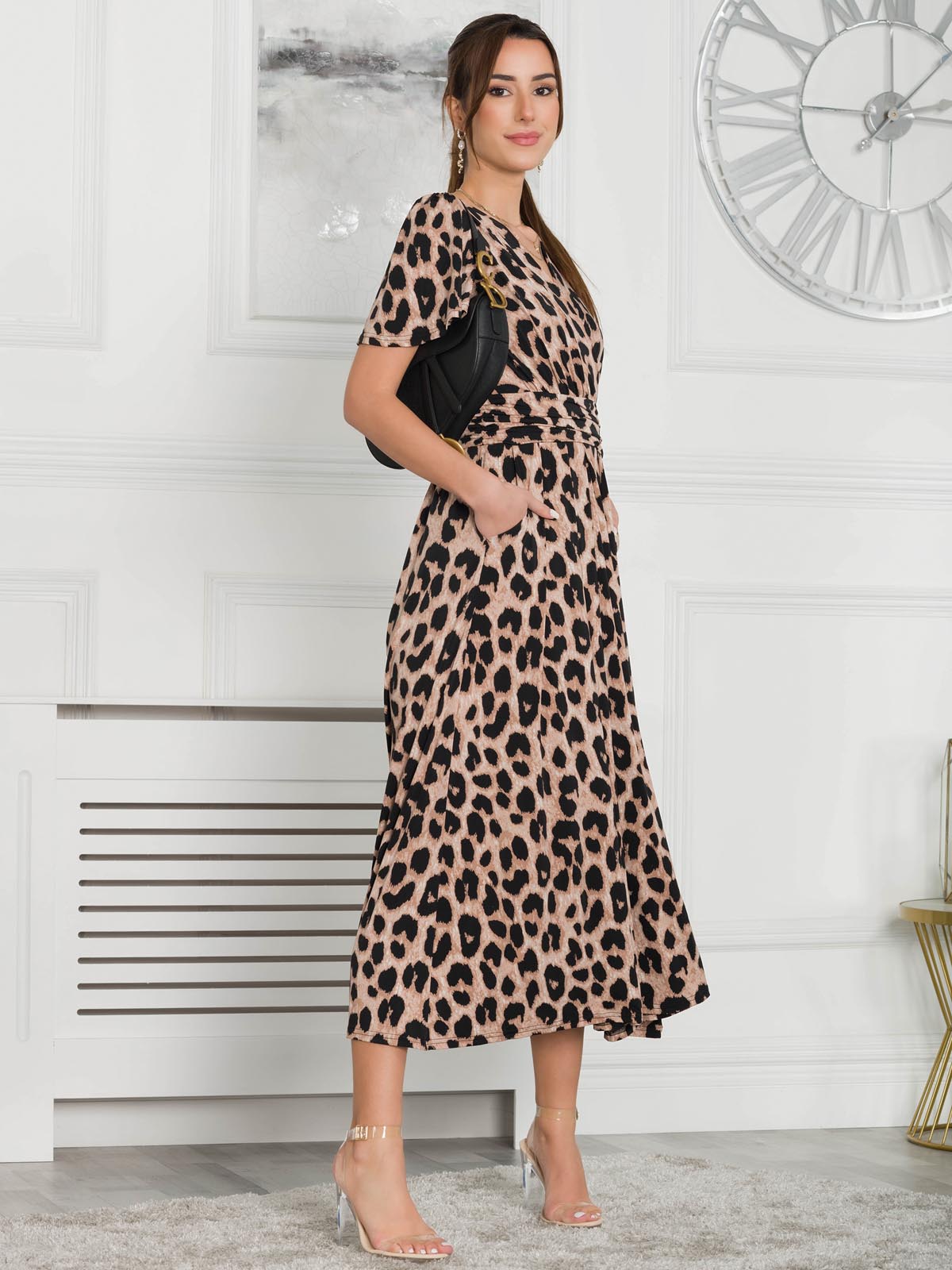 Quaya Animal Print Jersey Maxi Dress, Pink Animal