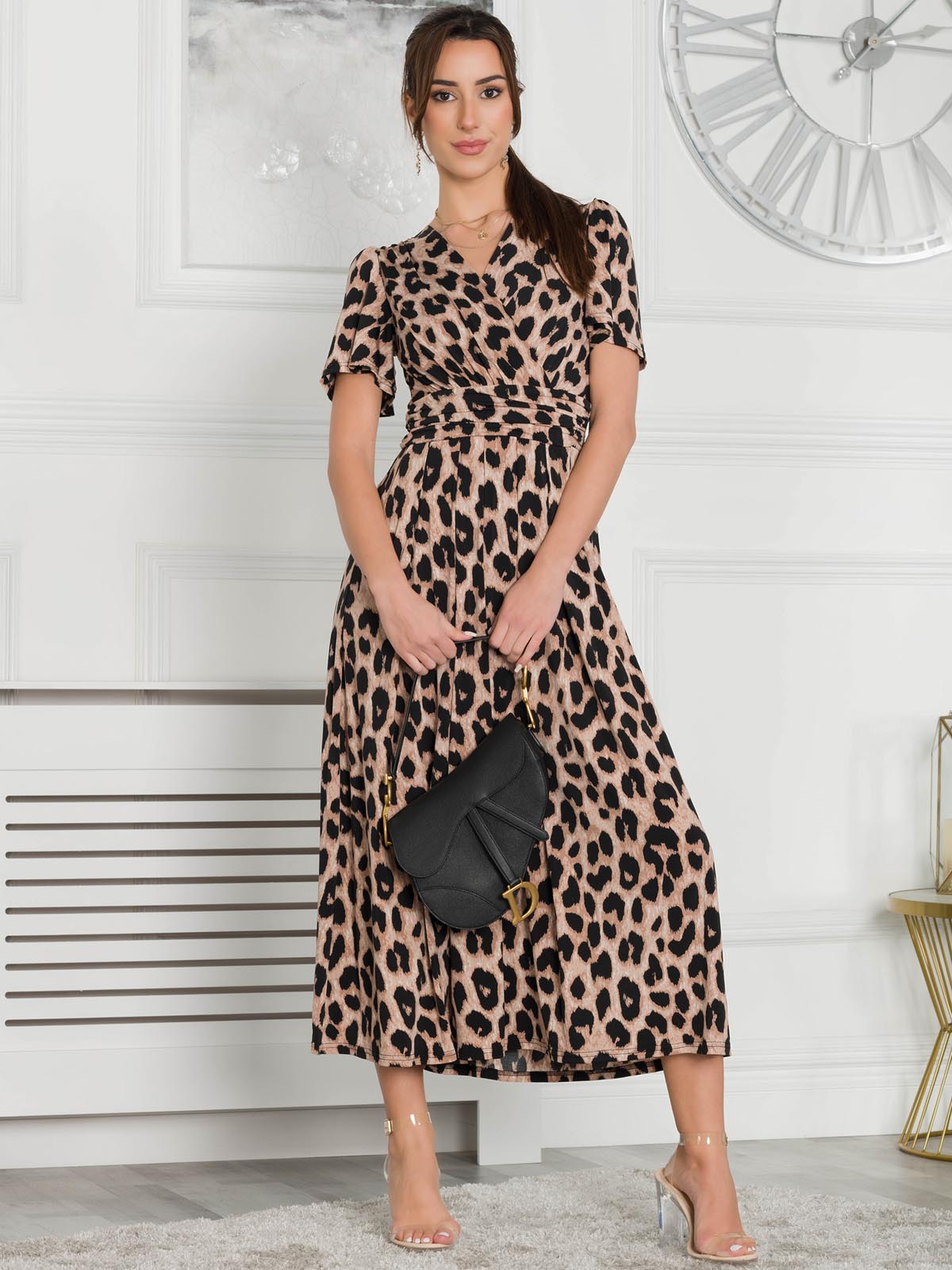 Quaya Animal Print Jersey Maxi Dress, Pink Animal