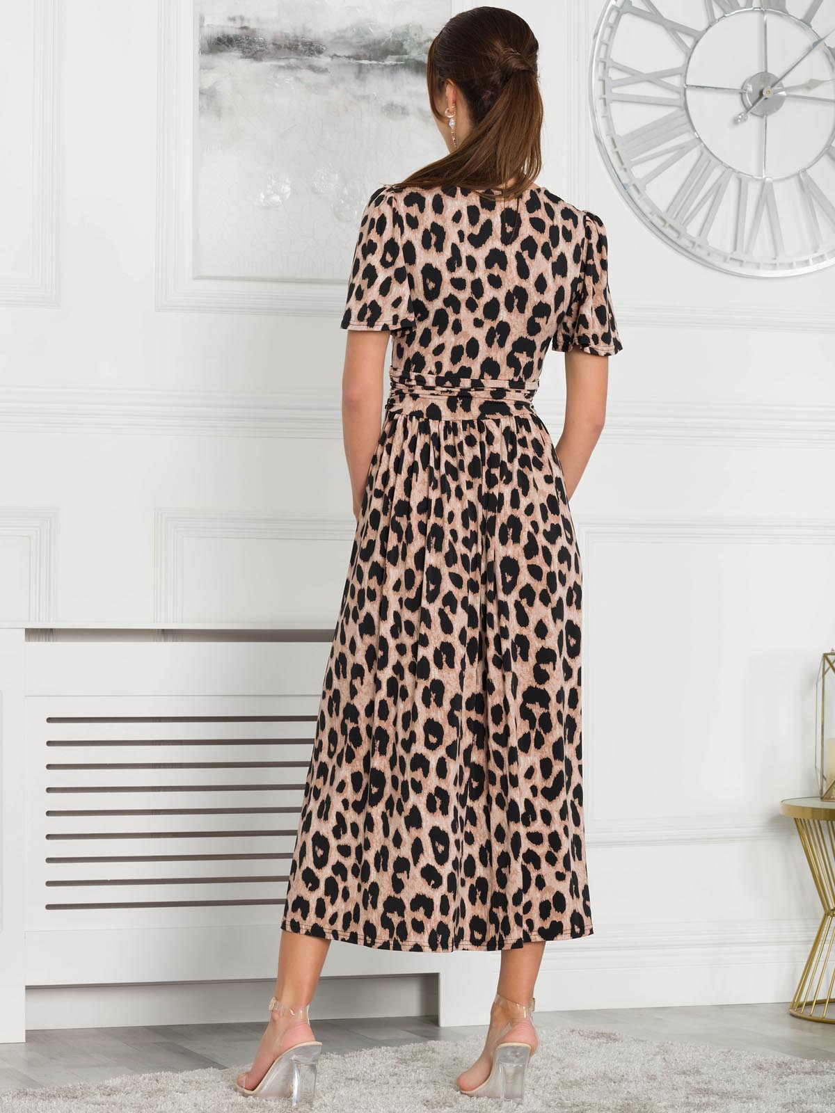Quaya Animal Print Jersey Maxi Dress, Pink Animal