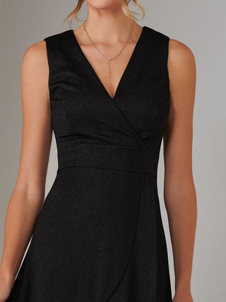 Wrap Frill Hem Maxi Dress, Black