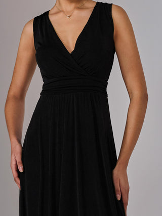 Ella Wrap Bodice Jersey Maxi Dress, Black
