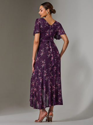 Wrap Midaxi Dress, Purple Floral