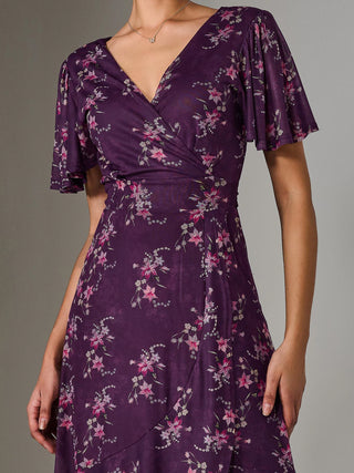 Wrap Midaxi Dress, Purple Floral