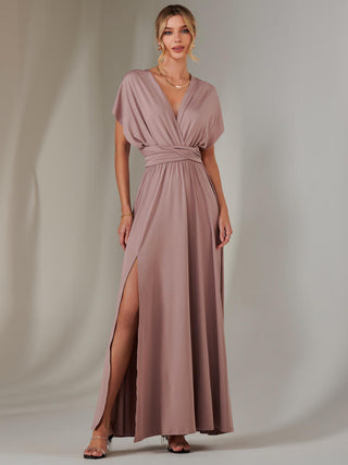 Halter Neck Maxi Bridesmaid Dress, Dusty Pink