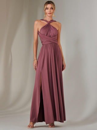 Halter Neck Maxi Bridesmaid Dress, Mauve