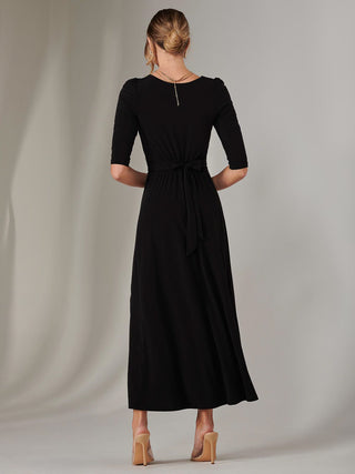 Enya 3/4 Sleeve Jersey Midaxi Dress, Black