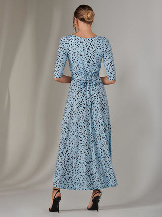 Enya 3/4 Sleeve Jersey Midaxi Dress, Blue Spot