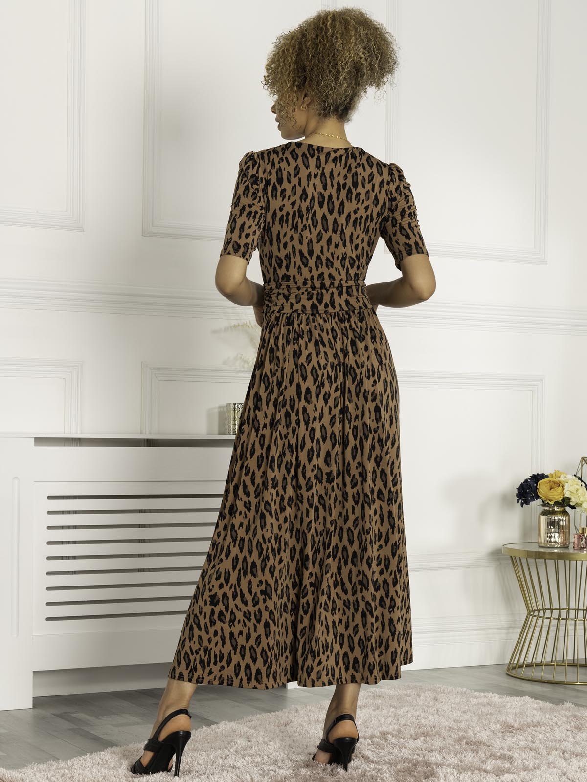 Akayla Printed Jersey Maxi Dress, Brown Animal