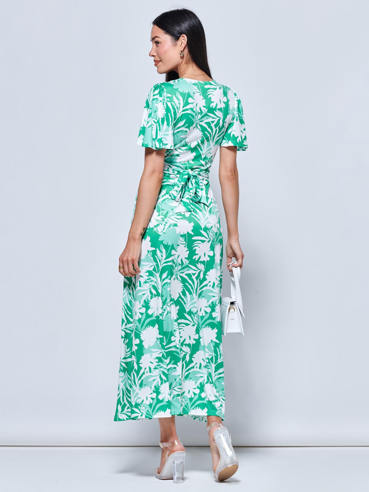 Twist Front Jersey Maxi Dress, Green Floral