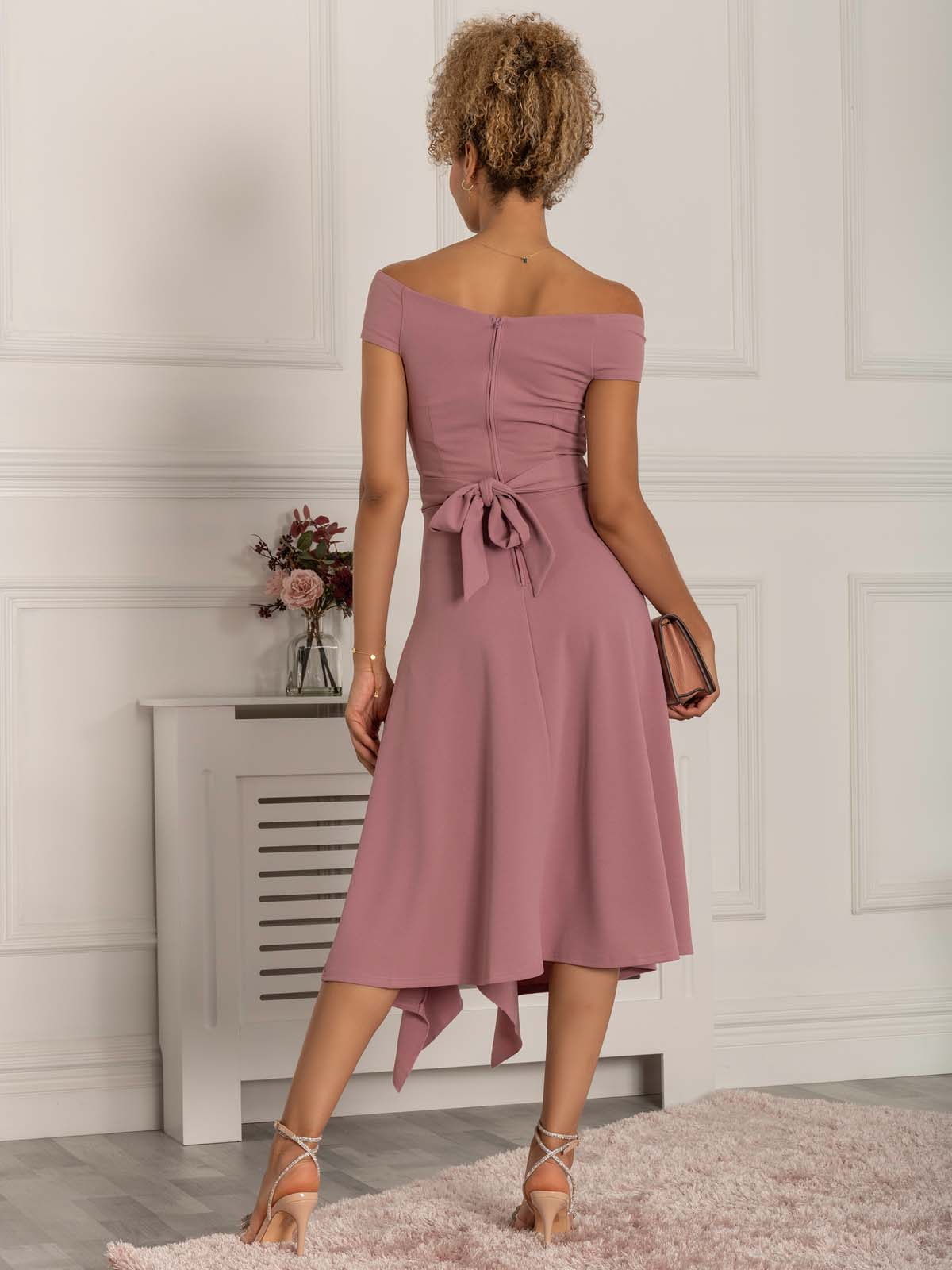 Desiree Frill Fit & Flare Dress, Mauve
