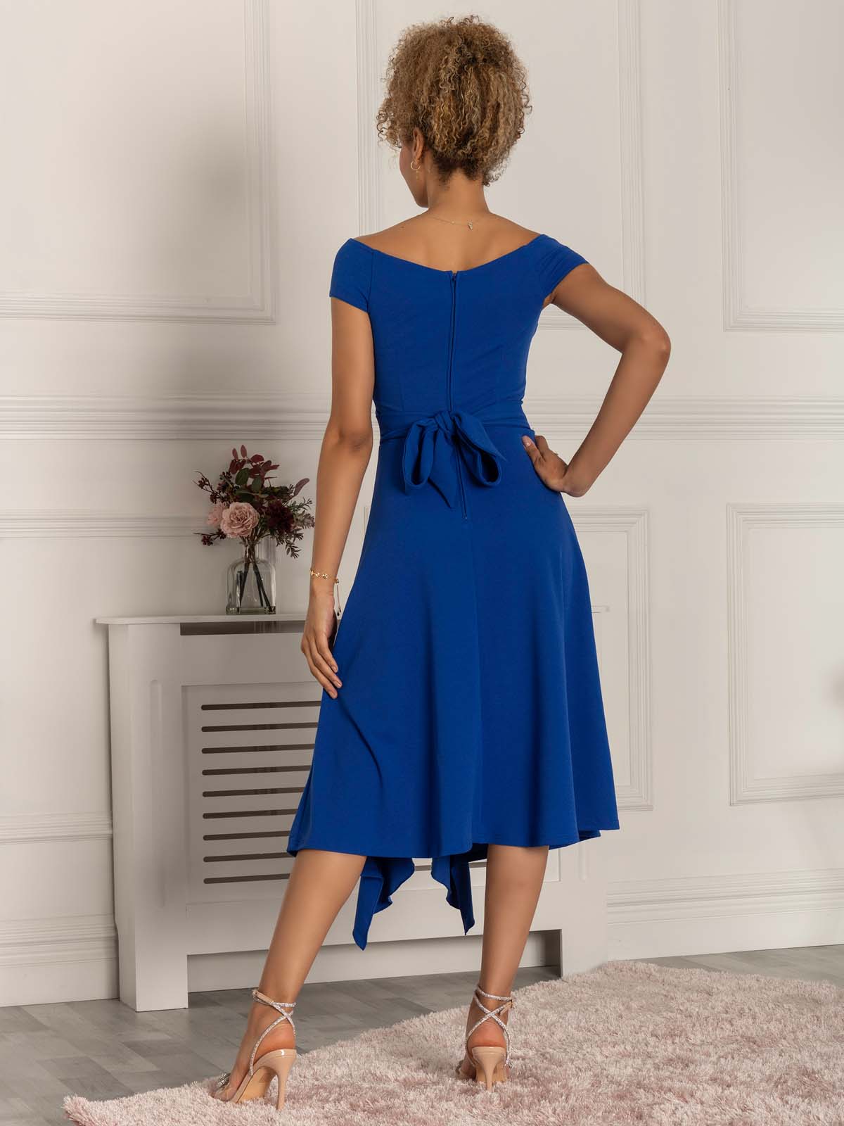 Desiree Frill Fit & Flare Dress, Royal Blue
