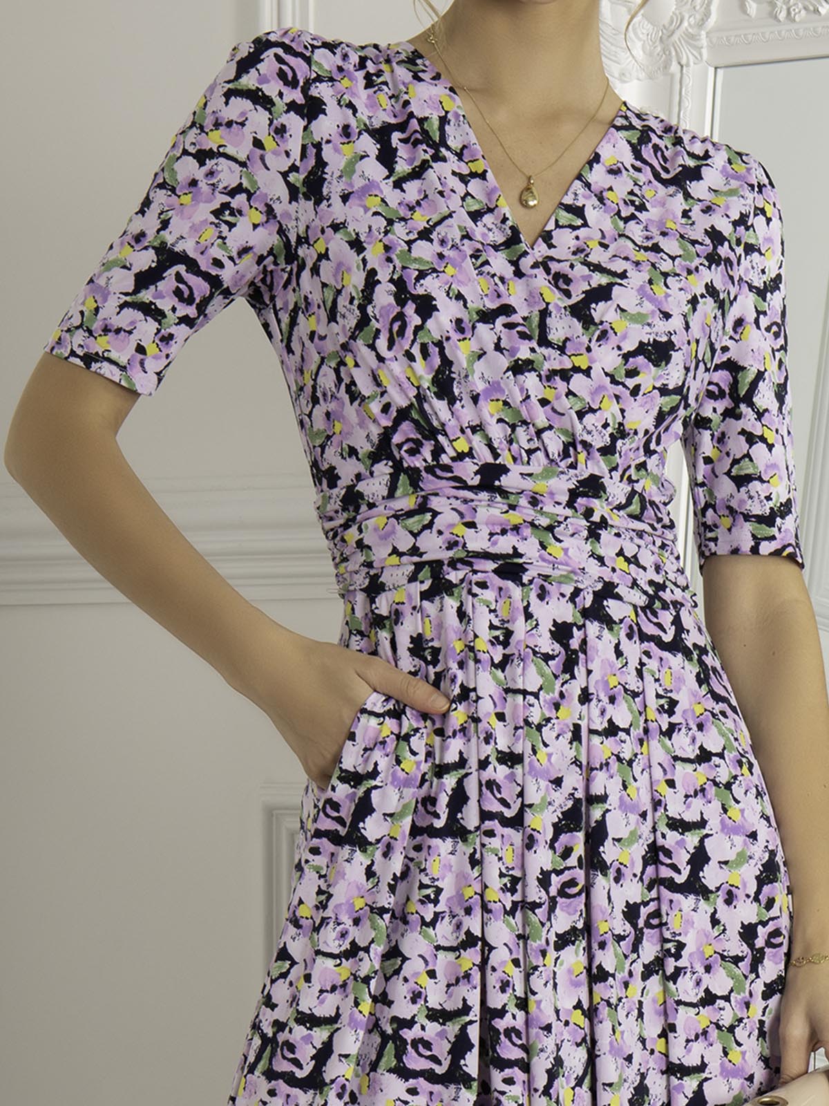 Jolie Moi Quinna Wrap Front Maxi Dress, Navy Floral