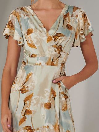 Wrap Front Midi Dress, Mint Green