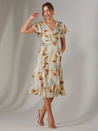 Wrap Front Midi Dress, Mint Green