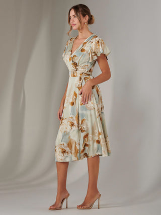 Wrap Front Midi Dress, Mint Green
