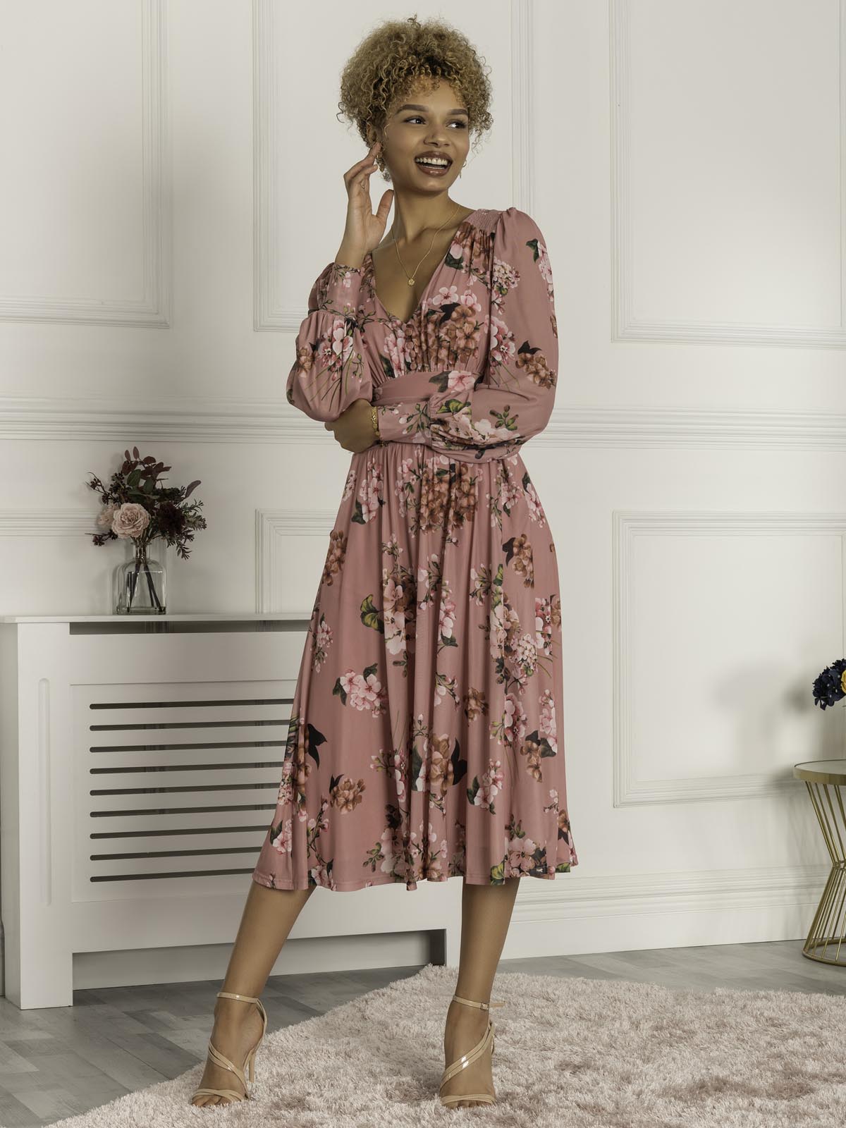 Phoebe Long Sleeve Mesh Dress, Pink