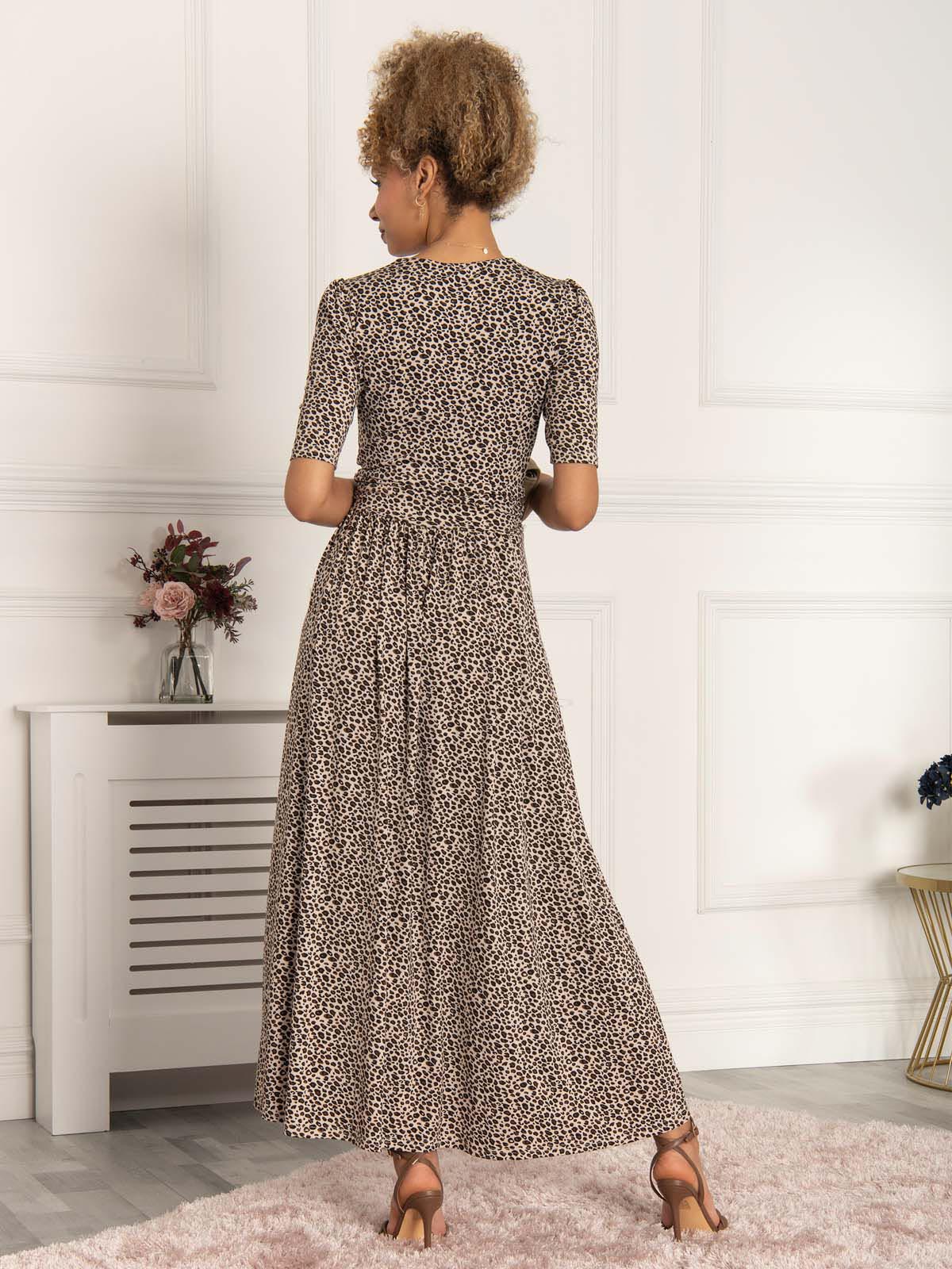 Calais Half Sleeve Maxi Dress, Neutral Animal